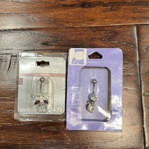Lot of 2 new belly rings body jewlery dragon fly ring rhinestone